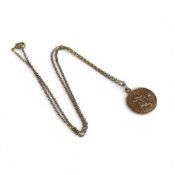 9ct gold St Christopher pendant and necklace, combined 3.7g.