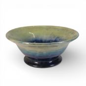 Large Moorcroft footed bowl in graduated blue/green ground, diameter 31.5cm.