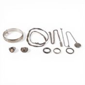 A collection of Silver jewellery including bracelet, rings, necklaces, pendants etc 75.4g.