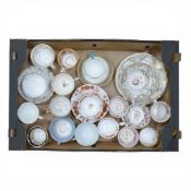 A collection of 18/19th century porcelain tea cups, coffee cups and saucers in various patterns from