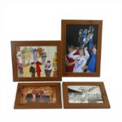 A collection of framed photographs to include Aston Villa football team celebrating their 1957 FA