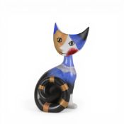 Goebel Porcelain Sitting Cat 'Massimo' Rosina Wachtmeister series presented in vibrant colours H:-