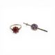 9ct gold amethyst bar brooch and 9ct gold ring set with cluster of red stones, size O,4.8g. (2) - Image 1 of 3