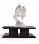 Swarovski 1987 Annual Edition 'The Lovebirds' with frosted beaks and black/white eyes, presented