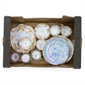 A collection of 18/19th century porcelain plates cups and saucers in various patterns from different