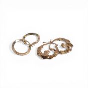 Two Pairs of 9ct gold earrings, one pair set with cz stones, 4.8g.
