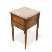 A vintage oak sewing table with lifting top & single drawer, H63cm x W38cm x D38cm. Collection