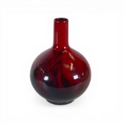 Royal Doulton, Flambe globular bottle vase 1618. (H: 24.5cm)