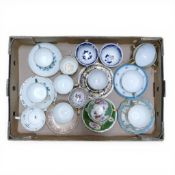 A collection of 18/19th century porcelain tea cups, coffee cups and saucers in various patterns from