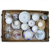 A collection of 18/19th century porcelain tea cups, coffee cups and saucers in various patterns from