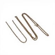 9ct gold 56cm double link neck chain, together with 9ct gold part chain, 7.91g