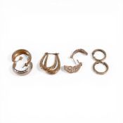 Four Pairs of 9ct gold earrings, 5.8g.
