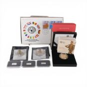 Collection of silver coins including boxed The Army 2016 proof UK silver coin, 3 x miniature 50p