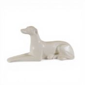 Spode Velamour greyhound figurine resting greyhound. (L: 29cm)