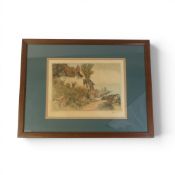 R. Halliday Academy Proof 20th century etching framed and mounted behind glass of a rustic landscape