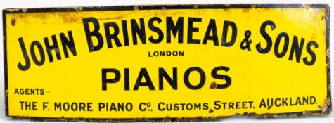 Large enamel advertising sign for John Brinsmead & Sons Pianos, London, founded in 1836, H61cm x