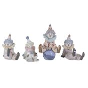 Lladró porcelain figurines to include Having a Ball, no.5813, Pierrot with Puppy, no.5277 and two