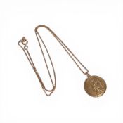 9ct gold round St Christopher pendant and chain, 5.4g