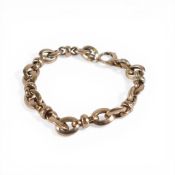 9ct gold hollow oval linked bracelet, 6.8g