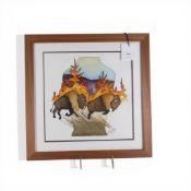 Moorcroft Framed Watercolour 'Buffalo' Signed & dated, Kerry Goodwin 2022, RRP £245, H37.25 x W37.