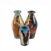Dennis Chinaworks Sally Tuffin selection of small Vases, to include designs of Penguins, Cockerel (
