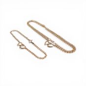 9ct gold double heart locket with 9ct necklace, 2.7g.