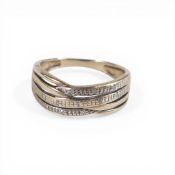 Yellow metal half eternity ring, electronically tested to be 14ct gold, size N, 2.9g.