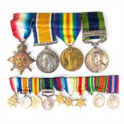 A group of First World War WWI medals awarded to 9457 Pte J.H. Field South Lancs. R, including Great