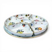 Herend porcelain, no.439, circular hors d'oeuvres tray and six detachable matching dishes, decorated