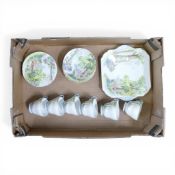 Shelley Fine Bone China Woodland 13348 pattern part tea set to include six tea cups, six saucers,