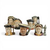 A collection Royal Doulton large character jugs, A full set of Henry VIII and his six wives. (7)