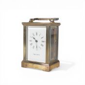 Mappin & Webb brass carriage clock, h.13cm.