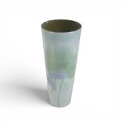 Very large Continental vase decorated with flowers in muted tones, height 45.5cm.