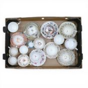 A collection of 18/19th century porcelain tea cups, coffee cups and saucers in various patterns from
