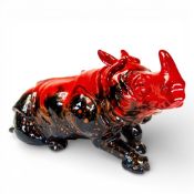 Royal Doulton large impressive veined Flambe model of a Rhinoceros, L:45 x H:24.5cm