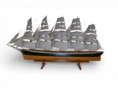 Model Ship, Preussen, approximately 1:90th scale, steel-hulled, five-masted, full-rigged windjammer,