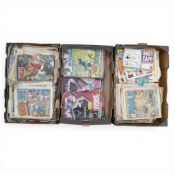 A quantity of mainly Eagle comics from 1980's, includes some Beano comics. (3 Trays)