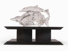 Swarovski Crystal 1990 Annual Edition 'Lead Me'- The Dolphins complimented with blue/black eyes,