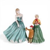 Royal Doulton lady figurines, Sarah HN3978 and Here We Come A Carolling HN5888 (2).
