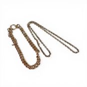 9ct gold bracelet & part of 9ct gold neck chain, 12.8g