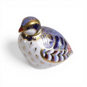 Royal Crown Derby Red Legged Partridge paperweight, with octagonal gold stopper.