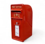 Reproduction British Royal Mail cast iron post box in red, with keys. (H: 60cm x L: 25cm W: 35)