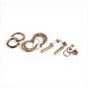 A collection of 9ct gold earrings, 6.9g.