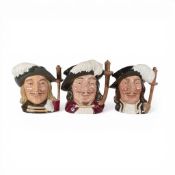 Royal Doulton Character Jugs to include:- Athos D6439, Porthos D6440, Aramis D6441. Tallest:-20cm (