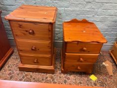 Two Pine bedside cabinets/chest of 3 drawers Tallest Dimensions -78cm x W46cm x D43cm Small -