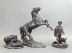 A collection of Heredities bronzed resin figurines to include Shepherd carrying lamb, Rearing