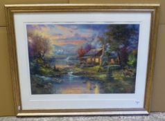 Limited edition framed and glazed print of Natures Paradise, Mountain Retreat III by Thomas Kinkade,