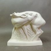 John Skeaping for Wedgwood Barlaston, a matt Moonstone figure, of a Fallow Deer, height 18cm.