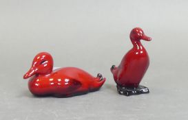 Royal Doulton Flambe Small Ducks. (tallest 6.5cm) (2)