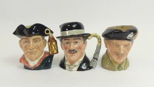 Three large Royal Doulton character jugs The City Gent, Night Watchman & Monty. (3)